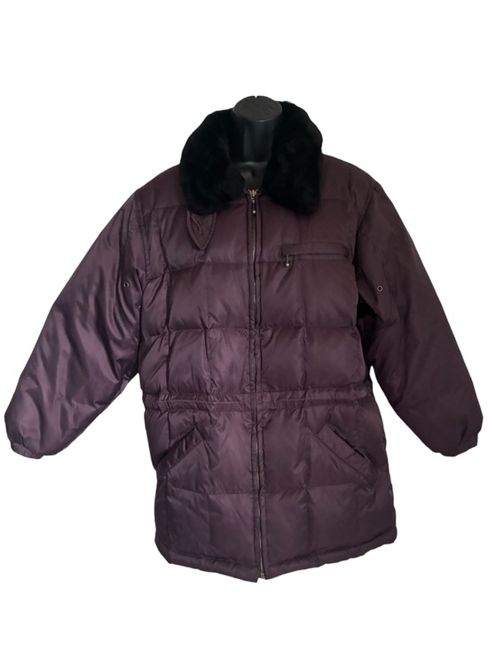 Worthington Jackets & Blazers - Vintage 90s Worthington Cabincore Plum Puffer Jacket Black Faux Fur Collar Sz PS